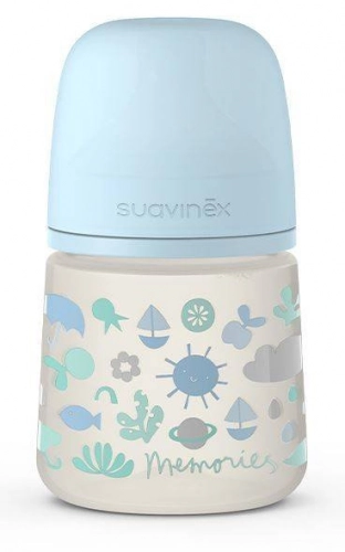 Suavinex Butelka Smoczek Fizjologiczny, Wolny Przepływ 150ml Niebieska