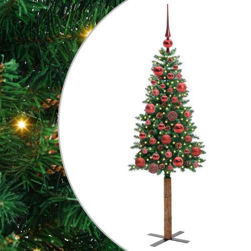 Tievā Ziemassvētku Egle Zaļa 150 Cm Pvc Un Cietā Priedes Koks Vidaxl