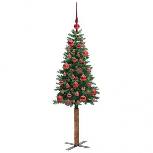 Tievā Ziemassvētku Egle Zaļa 150 Cm Pvc Un Cietā Priedes Koks Vidaxl