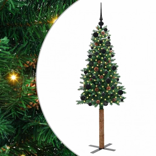 Tievā Ziemassvētku Egle Zaļa 150 Cm Pvc Un Cietā Priedes Koks Vidaxl