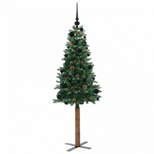 Tievā Ziemassvētku Egle Zaļa 150 Cm Pvc Un Cietā Priedes Koks Vidaxl