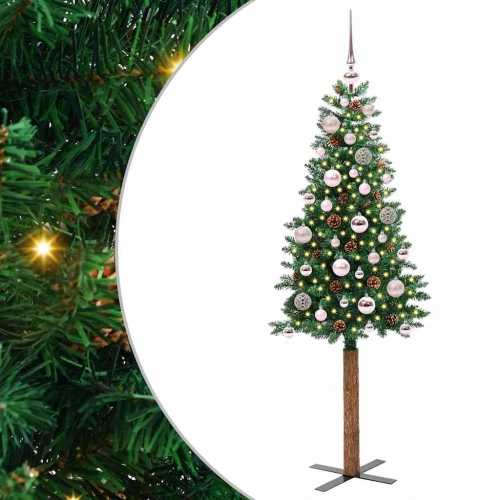 Tievā Ziemassvētku Egle Zaļa 150 Cm Pvc Un Cietā Priedes Koks Vidaxl