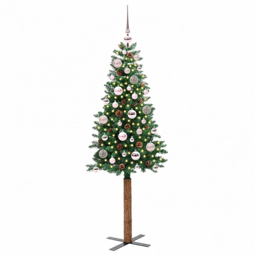 Tievā Ziemassvētku Egle Zaļa 150 Cm Pvc Un Cietā Priedes Koks Vidaxl