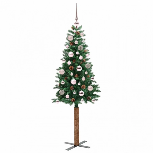 Tievā Ziemassvētku Egle Zaļa 150 Cm Pvc Un Cietā Priedes Koks Vidaxl