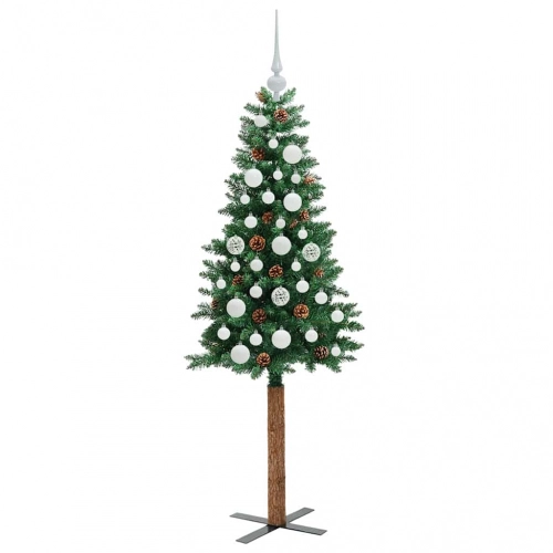 Tievā Ziemassvētku Egle Zaļa 150 Cm Pvc Un Cietā Priedes Koks Vidaxl