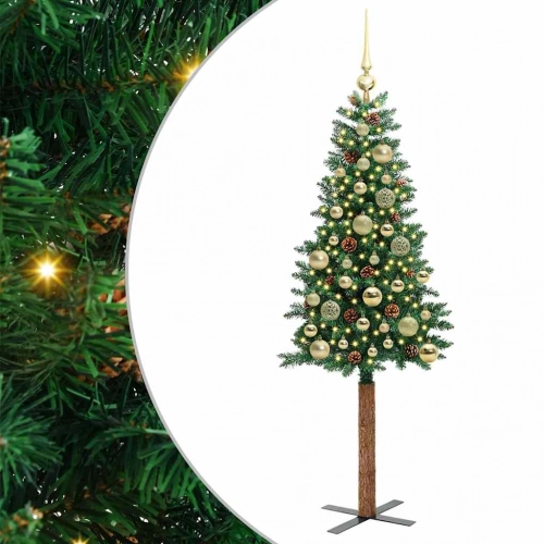 Tievā Ziemassvētku Egle Zaļa 150 Cm Pvc Un Cietā Priedes Koks Vidaxl