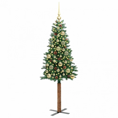 Tievā Ziemassvētku Egle Zaļa 150 Cm Pvc Un Cietā Priedes Koks Vidaxl
