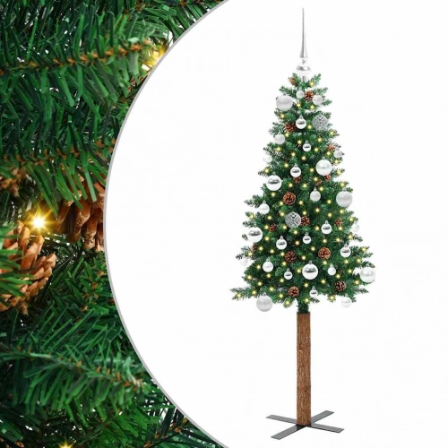 Tievā Ziemassvētku Egle Zaļa 150 Cm Pvc Un Cietā Priedes Koks Vidaxl