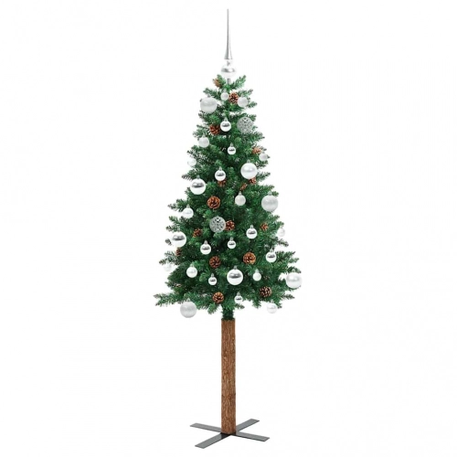 Tievā Ziemassvētku Egle Zaļa 150 Cm Pvc Un Cietā Priedes Koks Vidaxl