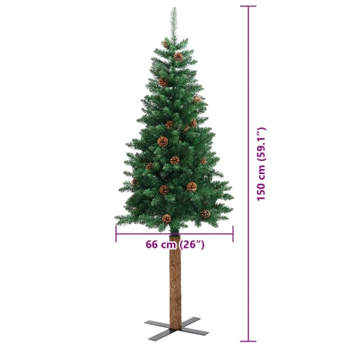 Tievā Ziemassvētku Egle Zaļa 150 Cm Pvc Un Cietā Priedes Koks Vidaxl