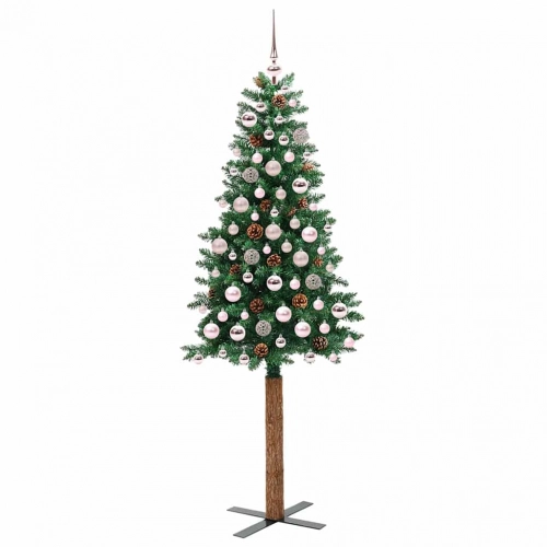 Tievā Ziemassvētku Egle Zaļa 180 Cm Pvc Un Cietā Priedes Koks Vidaxl