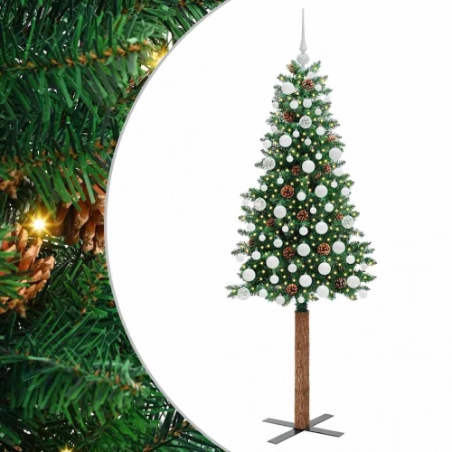 Tievā Ziemassvētku Egle Zaļa 180 Cm Pvc Un Cietā Priedes Koks Vidaxl