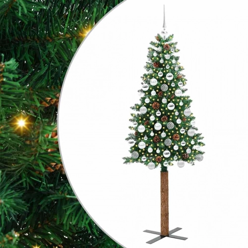 Tievā Ziemassvētku Egle Zaļa 180 Cm Pvc Un Cietā Priedes Koks Vidaxl
