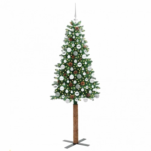 Tievā Ziemassvētku Egle Zaļa 180 Cm Pvc Un Cietā Priedes Koks Vidaxl