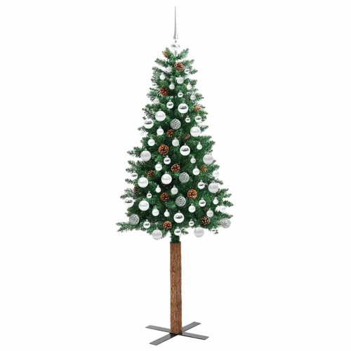 Tievā Ziemassvētku Egle Zaļa 180 Cm Pvc Un Cietā Priedes Koks Vidaxl