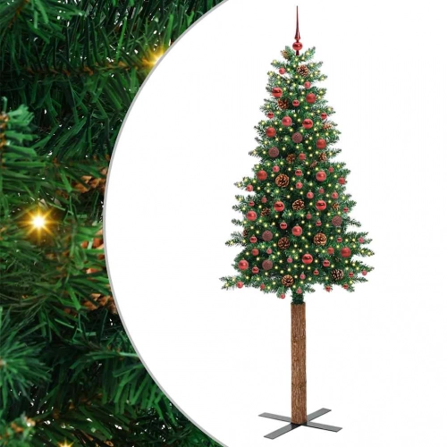 Tievā Ziemassvētku Egle Zaļa 210 Cm Pvc Un Cietā Priedes Koks Vidaxl