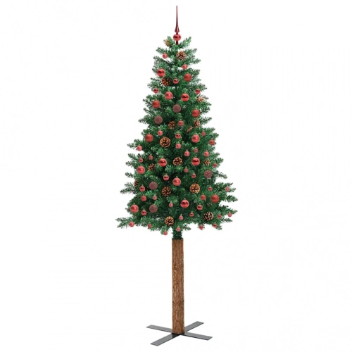 Tievā Ziemassvētku Egle Zaļa 210 Cm Pvc Un Cietā Priedes Koks Vidaxl