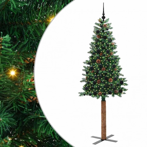 Tievā Ziemassvētku Egle Zaļa 210 Cm Pvc Un Cietā Priedes Koks Vidaxl