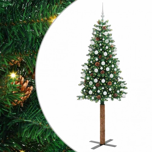 Tievā Ziemassvētku Egle Zaļa 210 Cm Pvc Un Cietā Priedes Koks Vidaxl