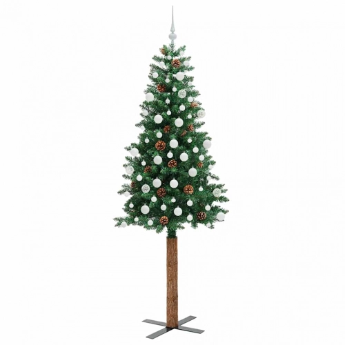 Tievā Ziemassvētku Egle Zaļa 210 Cm Pvc Un Cietā Priedes Koks Vidaxl
