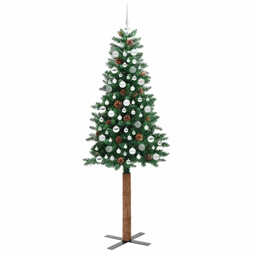 Tievā Ziemassvētku Egle Zaļa 210 Cm Pvc Un Cietā Priedes Koks Vidaxl