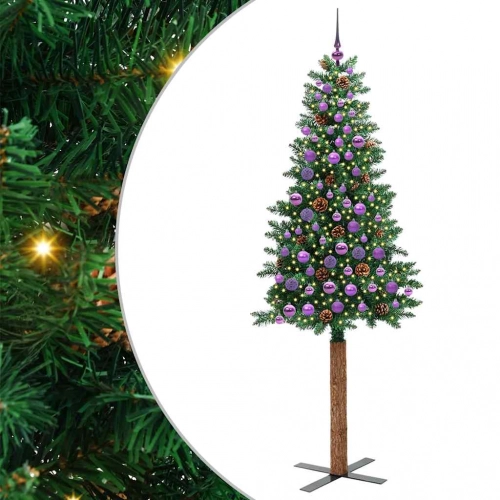 Tievā Ziemassvētku Egle Zaļa 210 Cm Pvc Un Cietā Priedes Koks Vidaxl