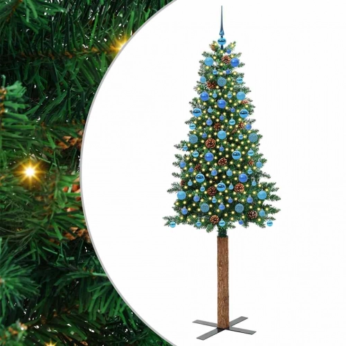 Tievā Ziemassvētku Egle Zaļa 210 Cm Pvc Un Cietā Priedes Koks Vidaxl