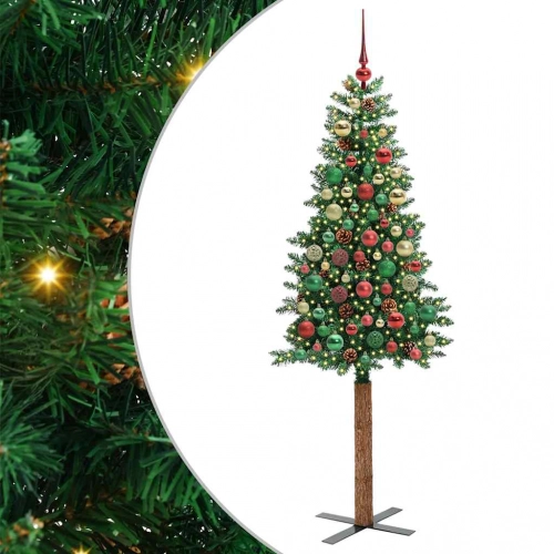 Tievā Ziemassvētku Egle Zaļa 210 Cm Pvc Un Cietā Priedes Koks Vidaxl