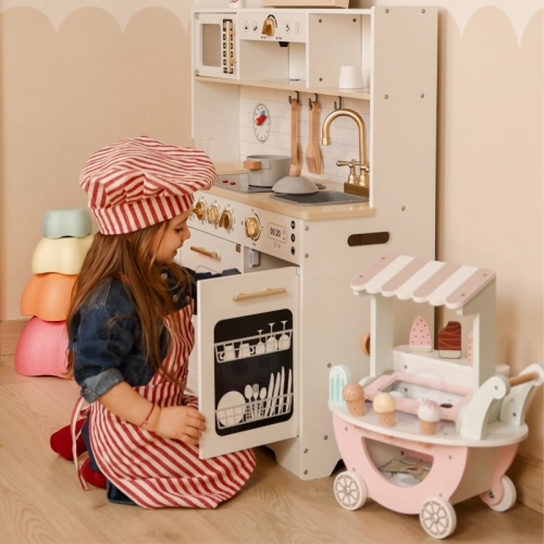 TOOKY TOY Duża Drewniana Multifunkcyjna Kuchnia Nowoczesna Akcesoria