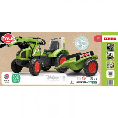 Traktors ar pedāļiem ar piekabi FALK CLAAS Green