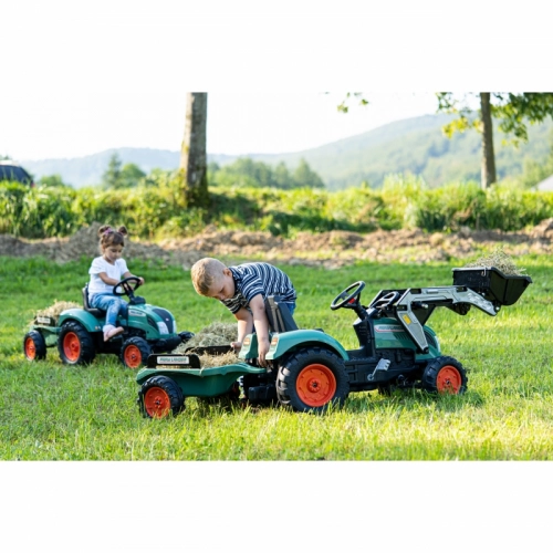 Traktors ar pedāļiem ar piekabi FALK Landini Green