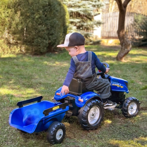 Traktors ar pedāļiem ar piekabi FALK New Holland Blue