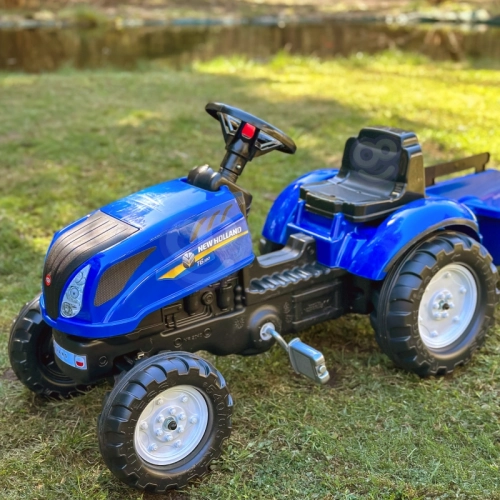 Traktors ar pedāļiem ar piekabi FALK New Holland Blue