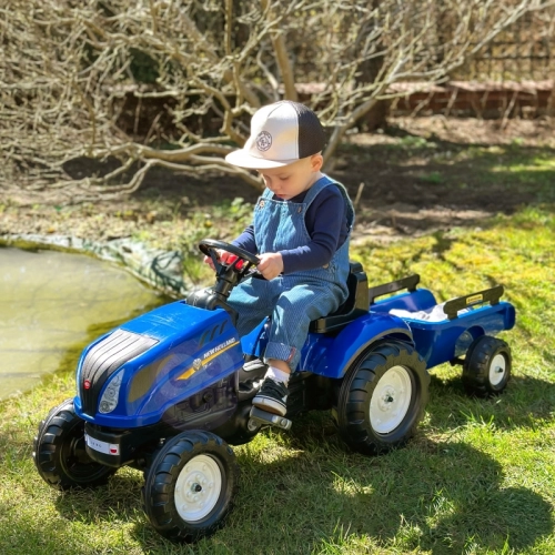 Traktors ar pedāļiem ar piekabi FALK New Holland Blue