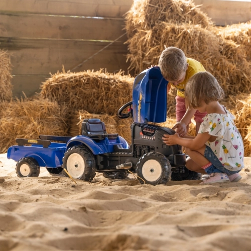 Traktors ar pedāļiem ar piekabi FALK New Holland Blue