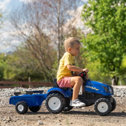 Traktors ar pedāļiem ar piekabi FALK New Holland Blue