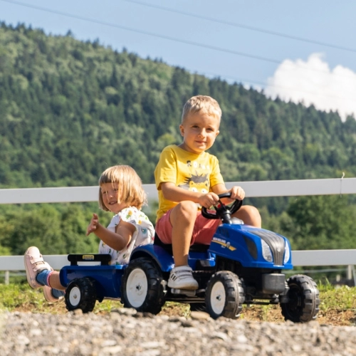 Traktors ar pedāļiem ar piekabi FALK New Holland Blue
