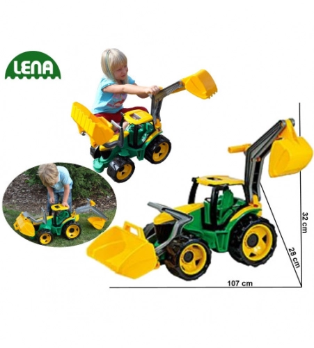 Трактор LENA MAXI с ковшом и грейдером 107 cm L02080 (в коробке )