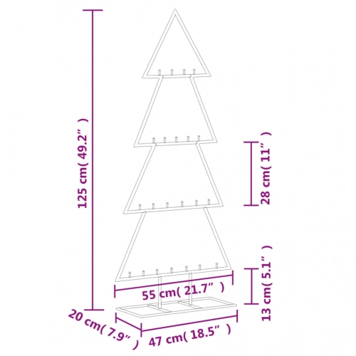vidaXL dekoratīva Ziemassvētku eglīte, metāls, melna, 125 cm
