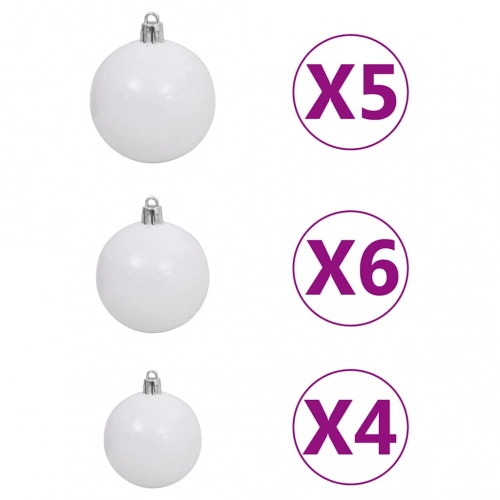 vidaXL izgaismota mākslīgā Ziemassvētku egle ar rotājumiem, 150cm, PET
