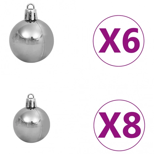 vidaXL izgaismota mākslīgā Ziemassvētku egle ar rotājumiem, 150cm, PET