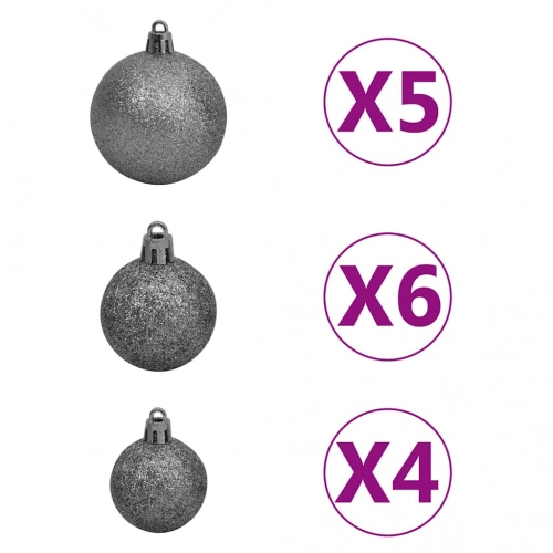 vidaXL izgaismota mākslīgā Ziemassvētku egle ar rotājumiem, 150cm, PET