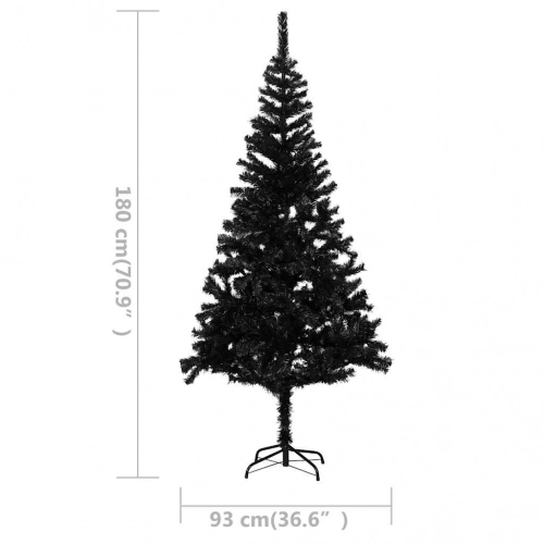vidaXL izgaismota mākslīgā Ziemassvētku egle ar rotājumiem, 180cm, PVC