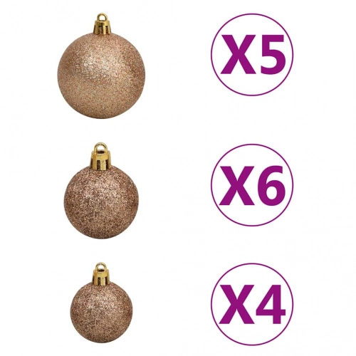 vidaXL izgaismota Ziemassvētku egle ar rotājumiem, balta, 210 cm