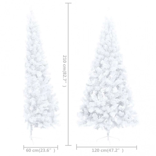 vidaXL izgaismota Ziemassvētku egle ar rotājumiem, balta, 210 cm