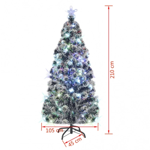 vidaXL izgaismota Ziemassvētku egle ar statīvu, 210cm, optiskā šķiedra