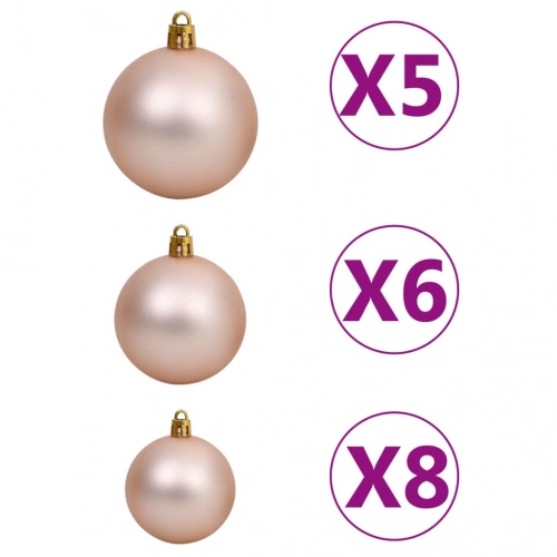 vidaXL mākslīgā Ziemassvētku egle ar rotājumiem, 150 cm, 380 zari