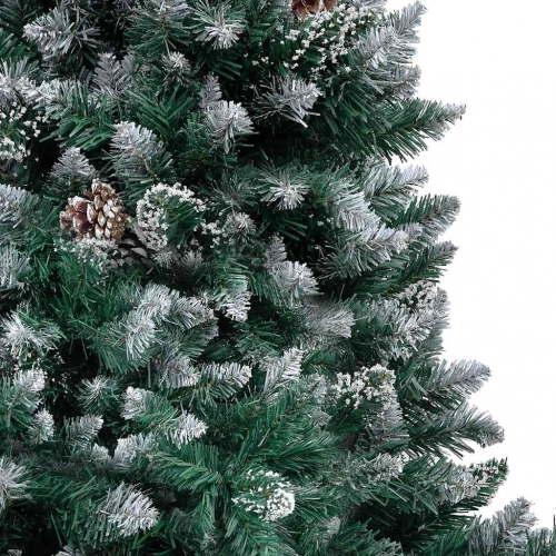vidaXL mākslīgā Ziemassvētku egle ar rotājumiem un čiekuriem, 150 cm