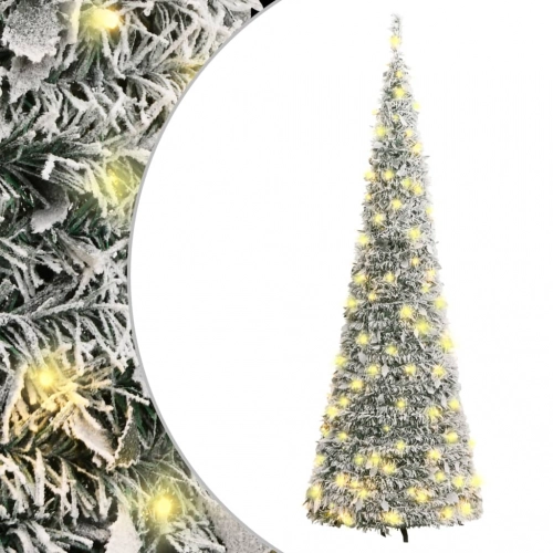 vidaXL mākslīgā Ziemassvētku egle ar sniegu, 200 LED, 210 cm