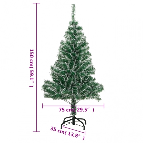 vidaXL mākslīgā Ziemassvētku egle ar sniegu, zaļa, 150 cm